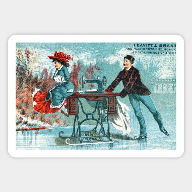 1875 Ice Skating the new Sewing Machine home Magnet by historicimage